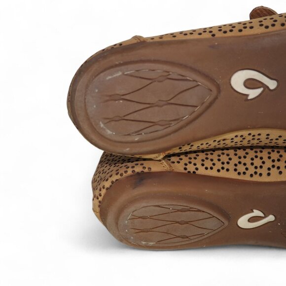 OluKai Nene Perforated Slip-on Mary Jane Flats Women's 10 Tan Leather - Picture 11 of 11